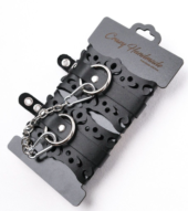 Ажурные наручники из черной кожи - 0