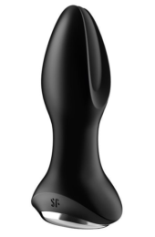 Черная анальная пробка с вибрацией и массажем бусинами Rotator Plug 2+ - 12,5 см. - 0