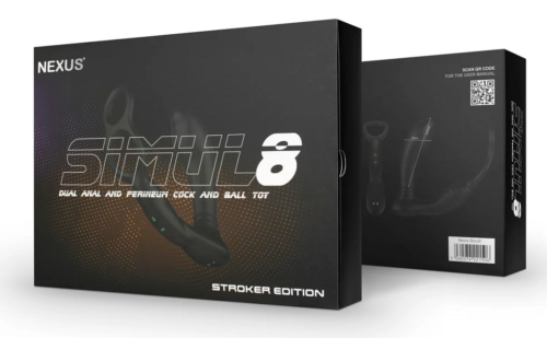 Черный вибромассажер простаты Nexus Simul8 Stroker Edition с кольцами для пениса и мошонки - 1