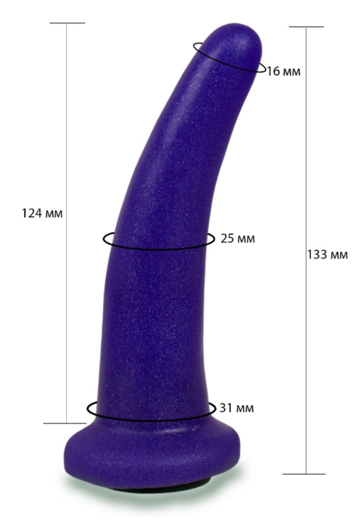 Фиолетовая гладкая изогнутая насадка-плаг - 13,3 см. - 1