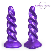 Фиолетовый фантазийный спиралевидный фаллоимитатор - 23 см. - 1