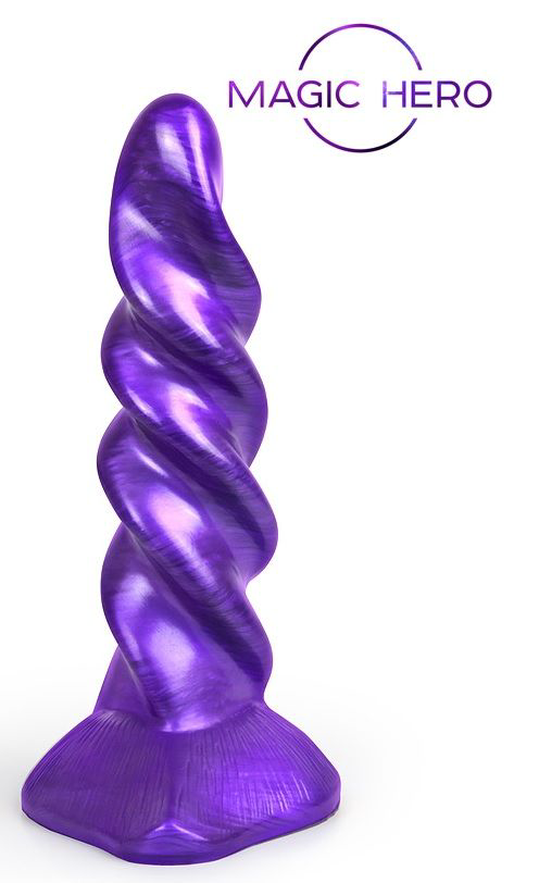 Фиолетовый фантазийный спиралевидный фаллоимитатор - 23 см. - 0