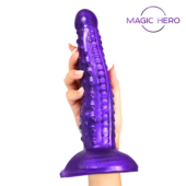 Фиолетовый фантазийный фаллоимитатор с пупырышками - 25 см. - 5