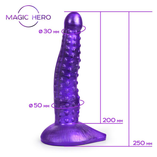 Фиолетовый фантазийный фаллоимитатор с пупырышками - 25 см. - 4
