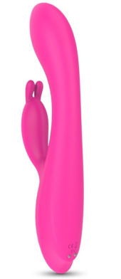 Розовый вибратор-кролик с функцией нагрева - 21,8 см. - 1
