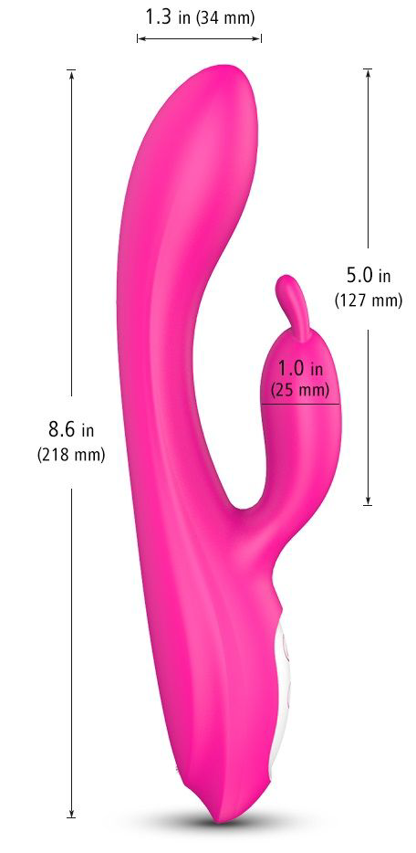 Розовый вибратор-кролик с функцией нагрева - 21,8 см. - 2