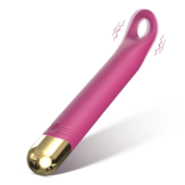Розовый вибратор с отверстием для стимуляции клитора - 18,2 см. - 0