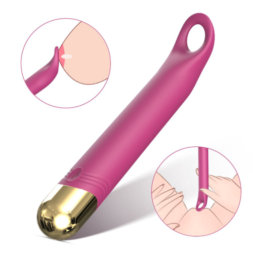 Розовый вибратор с отверстием для стимуляции клитора - 18,2 см. - 1