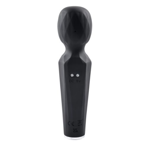 Черный wand-вибратор Rainbow Sucker с вакуумной стимуляцией - 16,2 см. - 2