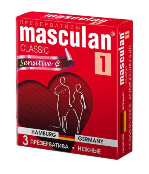 Нежные презервативы Masculan Classic 1 Sensitive - 3 шт. - 0