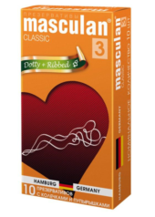 Презервативы Masculan Classic 3 Dotty+Ribbed с колечками и пупырышками - 10 шт. - 0