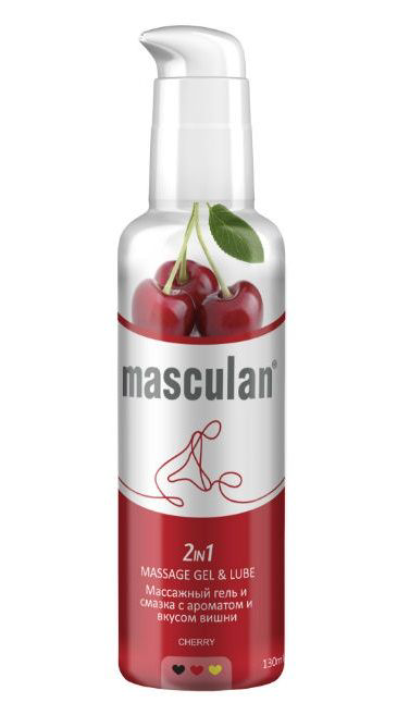 Массажная гель-смазка Masculan с ароматом вишни 2-в-1 - 130 мл. - 0