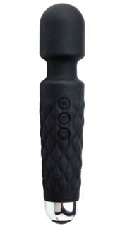 Черный перезаряжаемый wand-вибратор - 20,5 см. - 0