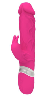 Розовый реалистичный вибратор-кролик - 23 см. - 0