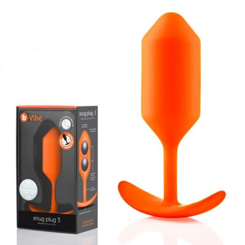Оранжевая пробка для ношения B-vibe Snug Plug 3 - 12,7 см. - 1