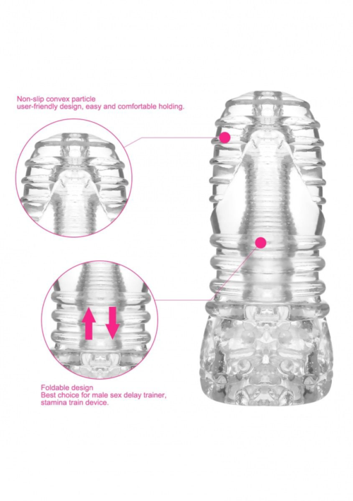 Прозрачный рельефный мастурбатор No.68 Stroker - 3
