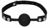 Черный кляп-шарик Silicone Ball Gag with Adjustable Bonded Leather Straps - 1