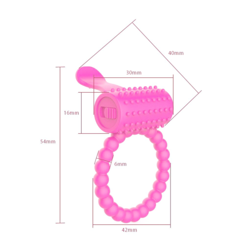 Розовое силиконовое эрекционное кольцо с вибрацией и язычком - 2