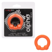 Оранжевое эрекционное кольцо Liquid Silicone Dual Ball Ring - 2