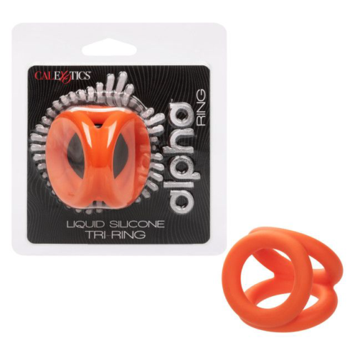 Оранжевое тройное эрекционное кольцо Liquid Silicone Tri-Ring - 1