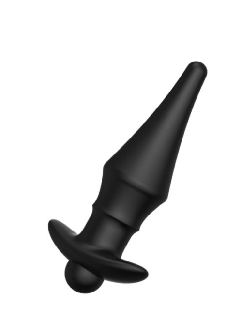 Черная перезаряжаемая анальная пробка №08 Cone-shaped butt plug - 13,5 см. - 2