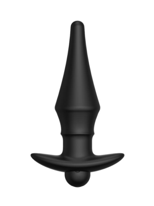 Черная перезаряжаемая анальная пробка №08 Cone-shaped butt plug - 13,5 см. - 0