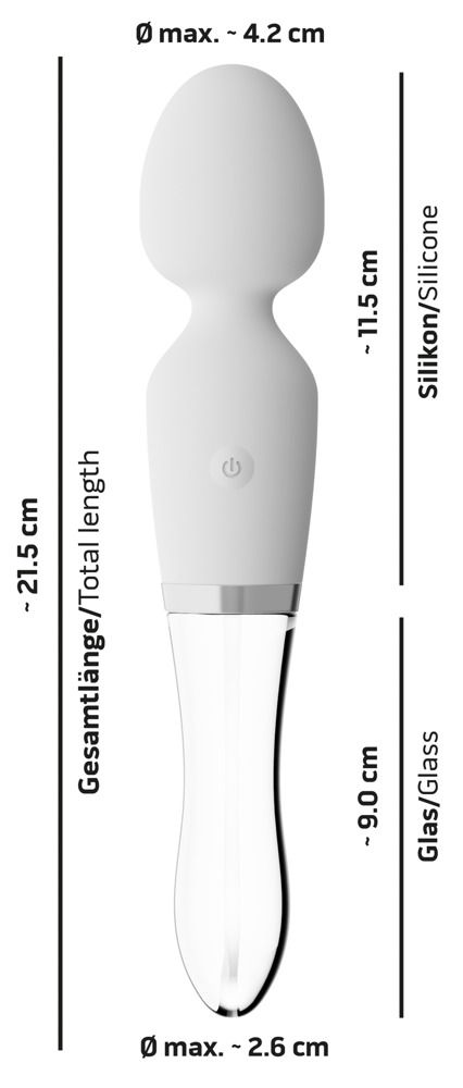 Двусторонний вибратор Wand LED - 21,5 см. - 4