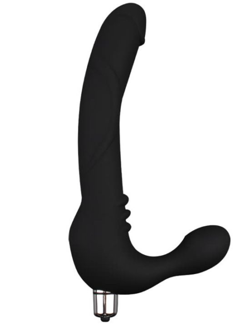 Черный безремневой страпон с вибрацией Strap On Cavalier - 24 см. - 0