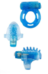 Набор из 3 синих эрекционных колец с вибрацией Teasers Ring Kit - 0
