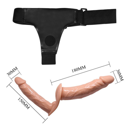 Женский страпон с вагинальной пробкой-фаллосом - 18 см. - 2