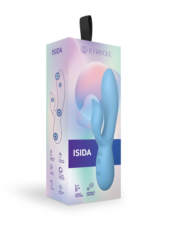 Голубой вибратор-кролик из силикона Isida - 21 см. - 1
