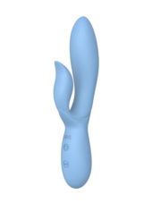 Голубой вибратор-кролик из силикона Isida - 21 см. - 0