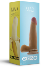  Телесный фаллоимитатор Mad Banana с мошонкой и подошвой-присоской - 21,5 см. FFF - 0