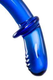 Синий двусторонний стеклянный фаллоимитатор Double Crystal - 19,5 см. - 10