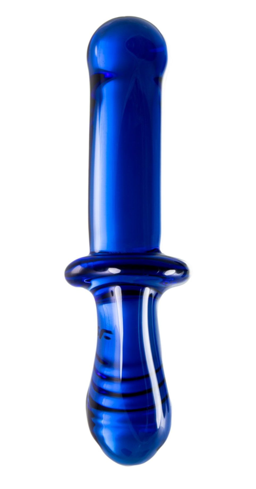 Синий двусторонний стеклянный фаллоимитатор Double Crystal - 19,5 см. - 0
