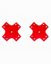 Красные пэстисы-кресты из экокожи с клепками - 1