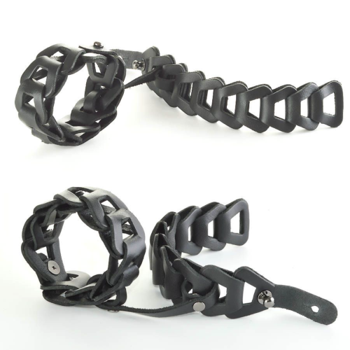 Черные кожаные наручники Клеопатра - 3