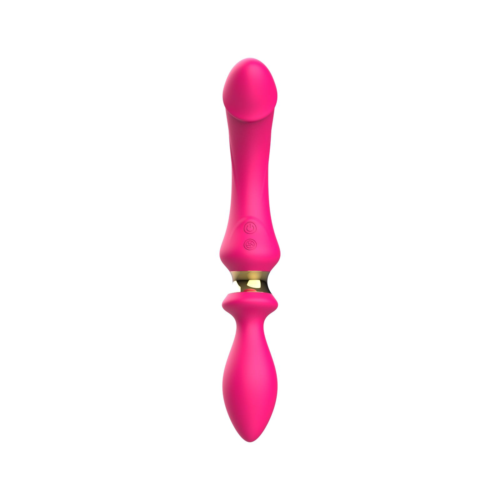 Розовый двусторонний вибромассажёр - 26,8 см. - 1