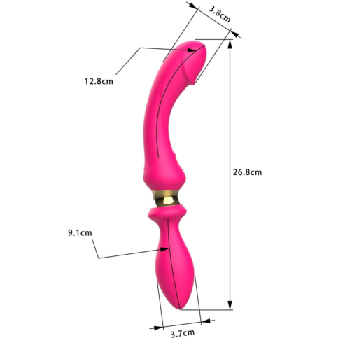 Розовый двусторонний вибромассажёр - 26,8 см. - 4