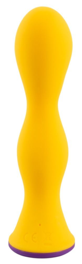 Желтый фигурный анальный вибратор - 12,6 см. - 2