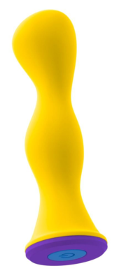 Желтый фигурный анальный вибратор - 12,6 см. - 0