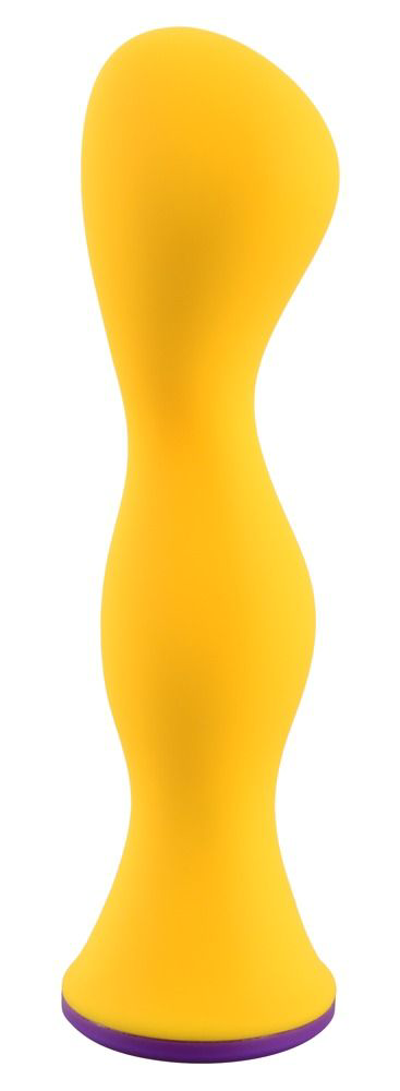Желтый фигурный анальный вибратор - 12,6 см. - 1