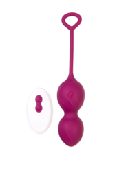 Бордовые вагинальные шарики Moussy с вибрацией и пультом ДУ - 0