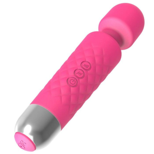 Розовый wand-вибратор с подвижной головкой - 20,4 см. - 2
