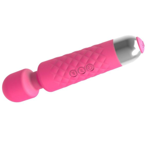 Розовый wand-вибратор с подвижной головкой - 20,4 см. - 4