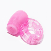 Розовое мягкое эрекционное кольцо с вибрацией - 1