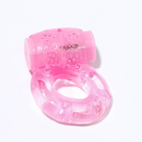 Розовое мягкое эрекционное кольцо с вибрацией - 0