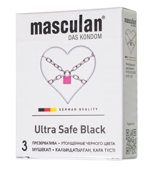 Ультрапрочные презервативы Masculan Ultra Safe Black - 3 шт. - 0
