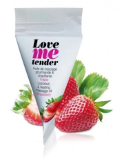 Съедобное согревающее массажное масло Love Me Tender Strawberry с ароматом клубники - 10 мл. - 0