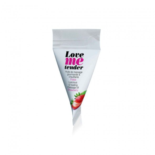 Съедобное согревающее массажное масло Love Me Tender Strawberry с ароматом клубники - 10 мл. - 1